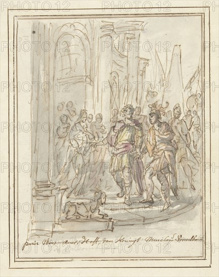 Paris is welcomed at the court of Menelaus, 1677-1755. Creator: Elias van Nijmegen.