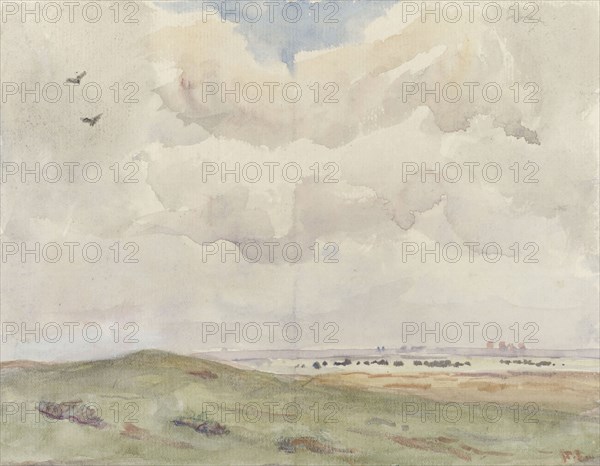 Dune landscape with herd, 1872-1944. Creator: Frans Smissaert.