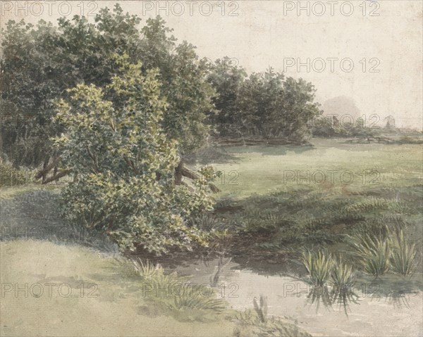 Meadow landscape with canal, 1836-1895. Creator: Gerardina Jacoba van de Sande Bakhuyzen.