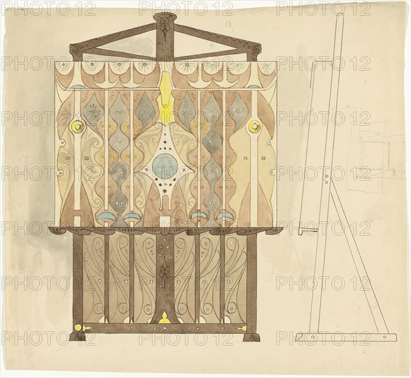Design for a print stand, 1887-1911. Creator: Gustaaf Frederik van de Wall Perné.