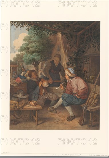Resting travelers, 1869. Creator: Hendrik Abraham Klinkhamer.