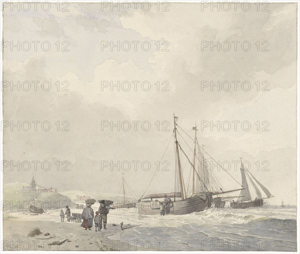 View of the beach at Scheveningen, 1805-1860. Creator: Hendrik van de Sande Bakhuyzen.