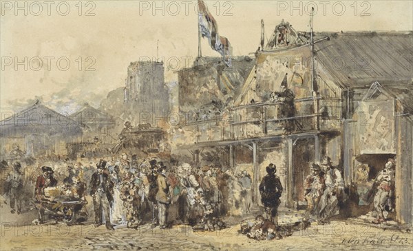 Fair in Leeuwarden, the Oldenhove in the distance, 1853. Creator: Herman Frederik Carel Ten Kate.