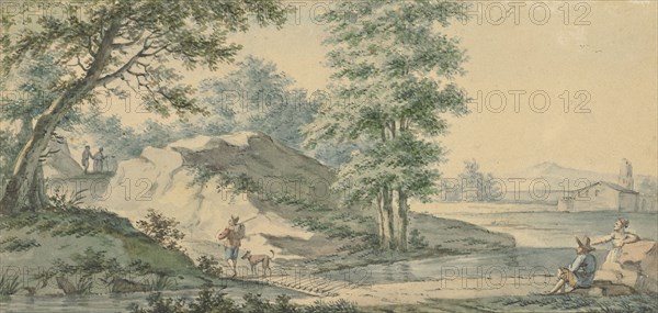 Landscape with a bridge, 1750-1818. Creator: Izaak Schmidt.