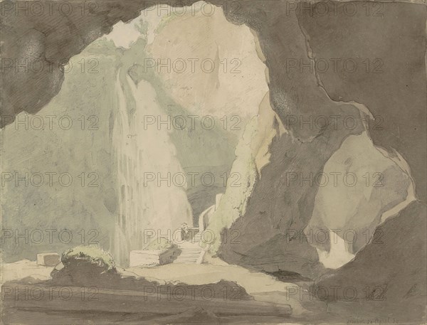 Waterfall in Tivoli, 1830. Creator: Jacobus Everhardus Josephus van den Berg.