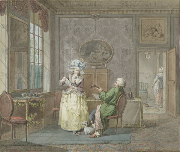 Couple making music in an interior, 1763-1800. Creator: Jacobus Johannes Lauwers.