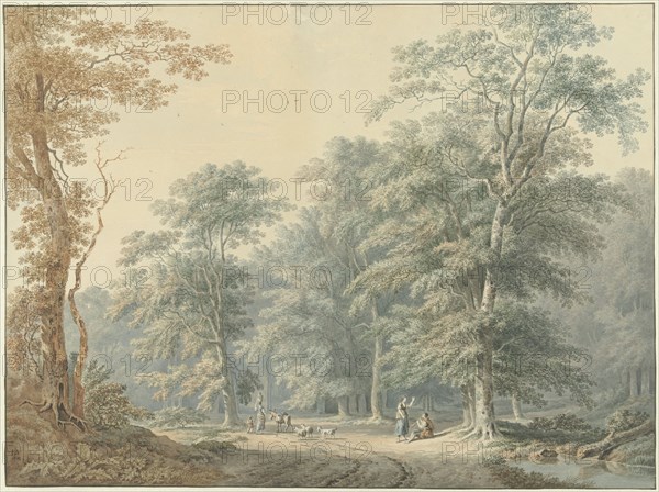 Forest view with figures, 1818. Creator: Jan Apeldoorn.