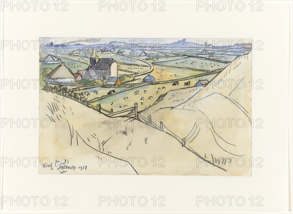 View from the dunes on Koog on Texel, 1917. Creator: Jan Toorop.