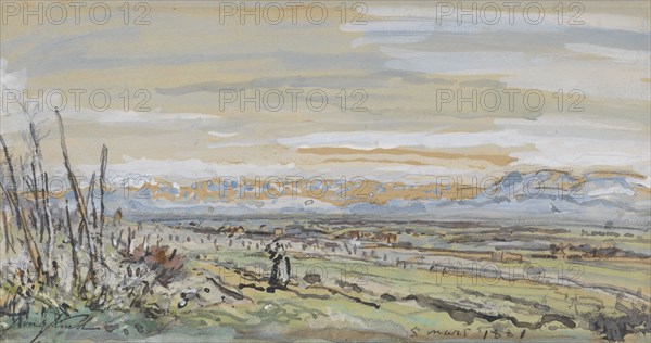 View of a flat landscape, 1881. Creator: Johan Barthold Jongkind.
