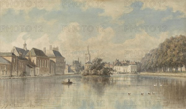 Hofvijver in The Hague, 1870. Creator: Johannes Josephus Destree.