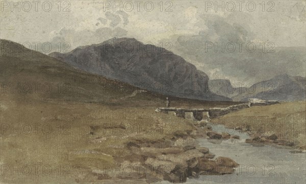 Landscape near Llyn Ogwen, Caernarvonshire (Wales), 1778-1847. Creator: Joshua Cristall.