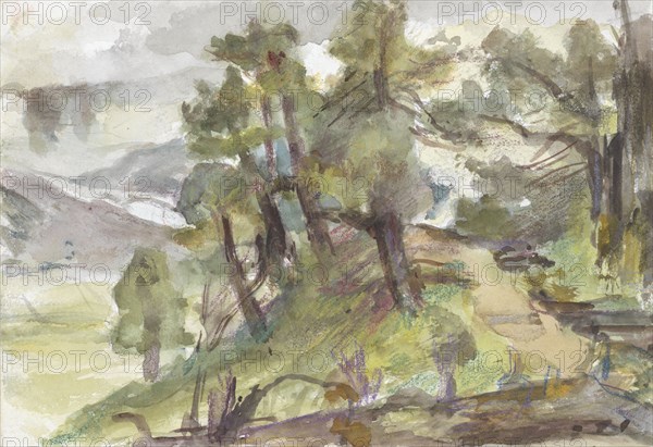 Wooded hilly landscape, 1834-1911. Creator: Jozef Israels.