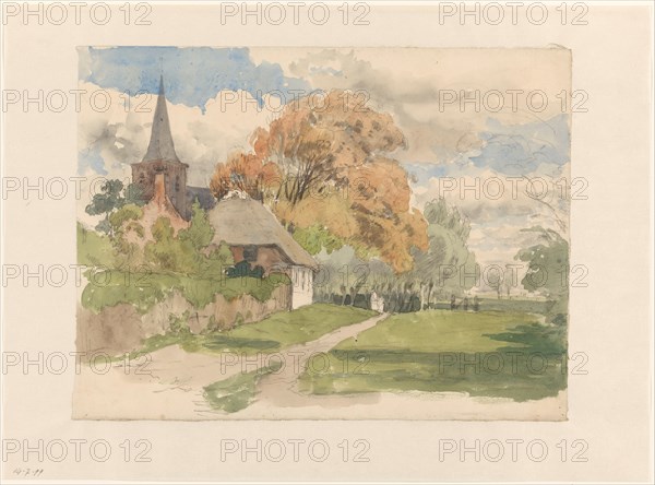 Yard at a village church, 1845-1925. Creator: Julius Jacobus van de Sande Bakhuyzen.