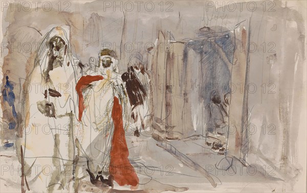 Street with figures, 1923. Creator: Marius Bauer.