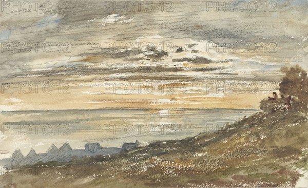 Sunset at Trouville, 1813-1869. Creator: Paul Huet.