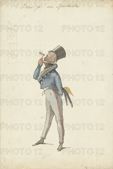 Standing man with binoculars, 1811-1873. Creator: Pieter van Loo.