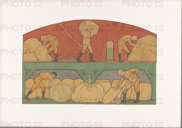 Design for painting in the Berlage stock exchange: De Handel, 1878-1938. Creator: Richard Roland Holst.