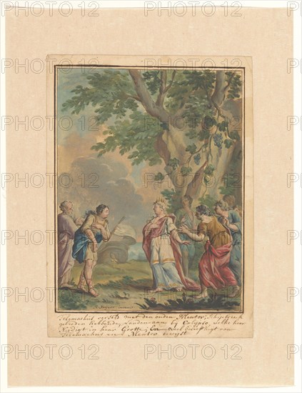 Telemachus and Mentor visit the nymph Calypso, 1719-1775. Creator: Ruik Keyert.