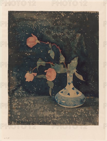 Three roses in an oriental vase, 1894. Creator: Theodorus Willem Nieuwenhuis.