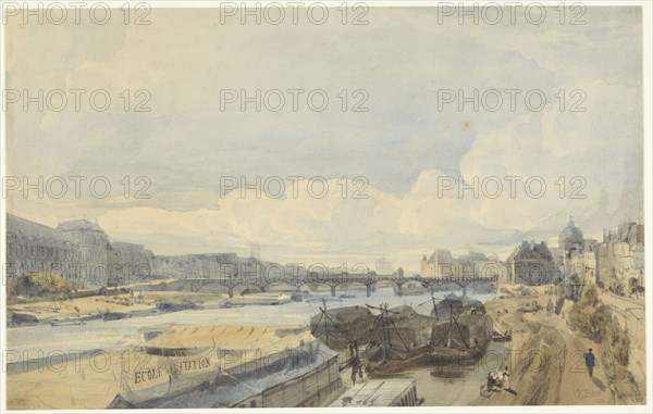 View over the Seine at the level of the Pont des Arts, 1831. Creator: Thomas Shotter Boys.