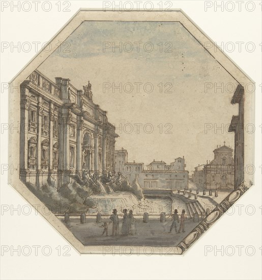 Trevi Fountain, seen from the West, 1787-1811. Creator: Victor Jean Nicolle.