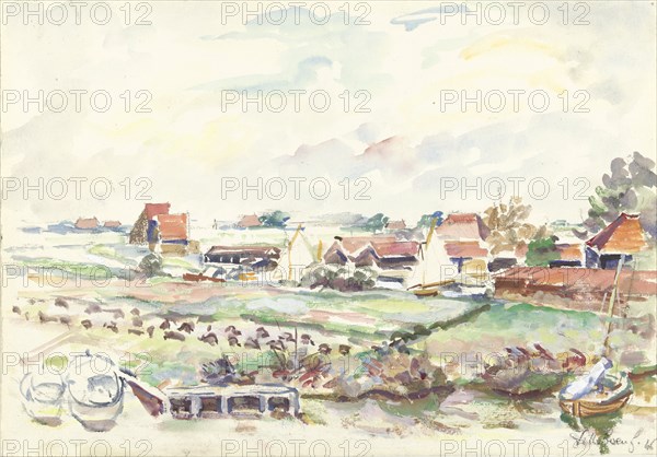 Landscape in Friesland, 1946. Creator: Andre Villeboeuf.