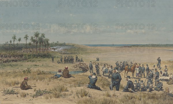 The capture of Tumulit during the Samalanga expedition, August 26, 1877, 1883. Creator: Willem de Famars Testas.