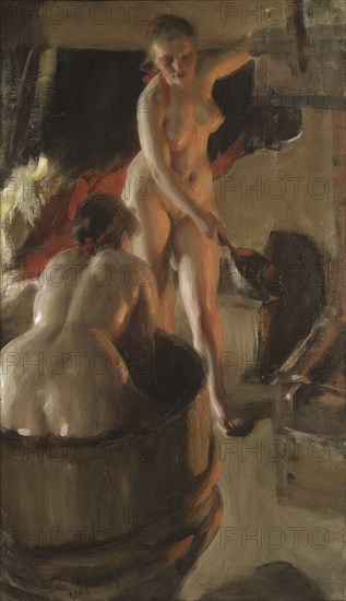 Girls from Dalarna Having a Bath, 1906. Creator: Anders Leonard Zorn.