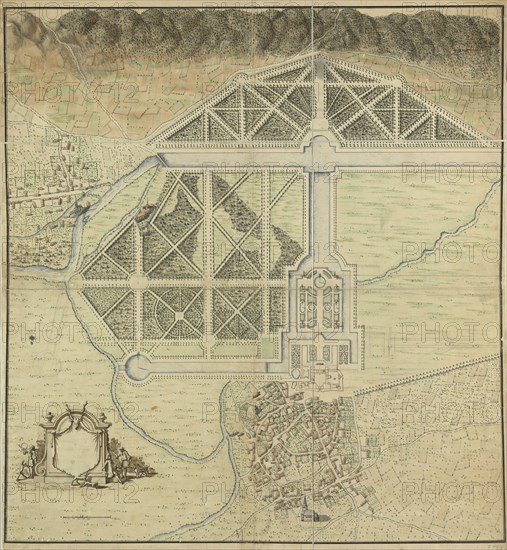 Château d'Anet; plan of the castle, garden and surroundings, between 1680 and 1684. Creators: Andre Le Notre, Claude Desgots.