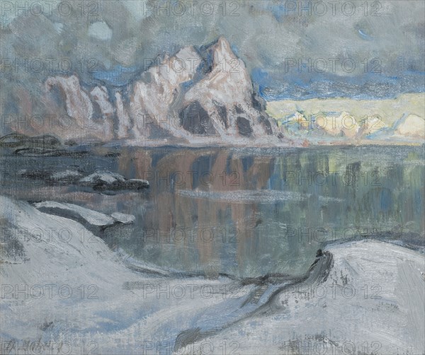 Boats between the Mountains. Study from Lofoten, 1910. Creator: Anna Katarina Boberg.