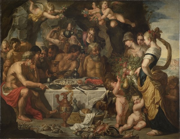 Feast of the Gods in a Cave near the Sea Shore, mid-17th century. Creator: Gerard Seghers.