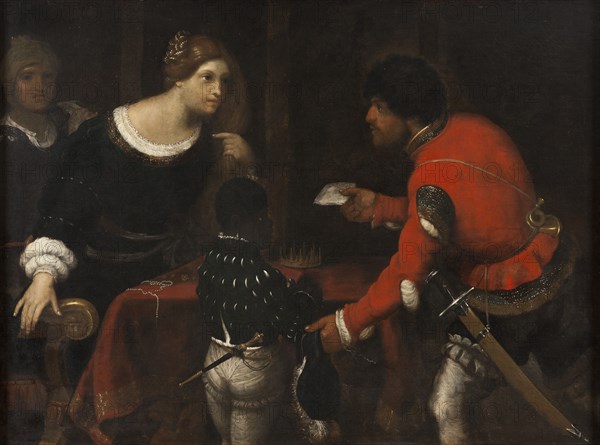 Caterina Cornaro, Queen of Cyprus, Receiving a Letter from the Council, 16th century. Creator: Giuseppe Caletti.