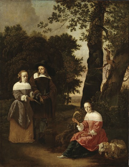 A Couple and a Shepherdess in a Landscape, 1661. Creator: Hendrick van der Burch.