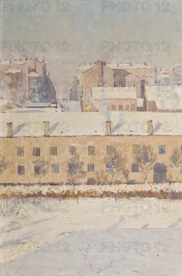 A Winter Scene. Motif from Southern Stockholm, 1886. Creator: Knut Axel Lindman.