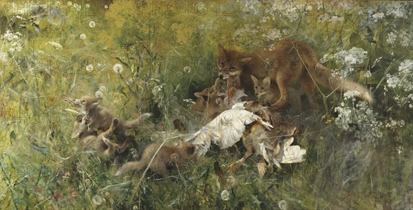 A Fox Family, 1886. Creator: Bruno Liljefors.