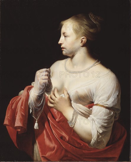 Female Figure, possibly Lucretia, mid 1650s. Creator: Caesar Boëtius van Everdingen.