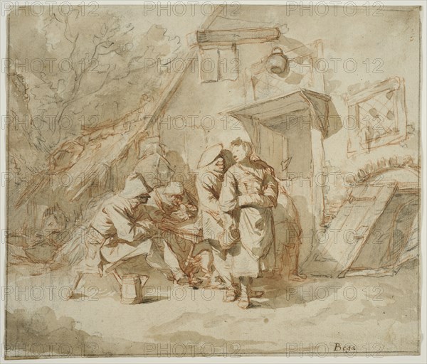 Peasants outside an inn. Creator: Cornelis Bega.