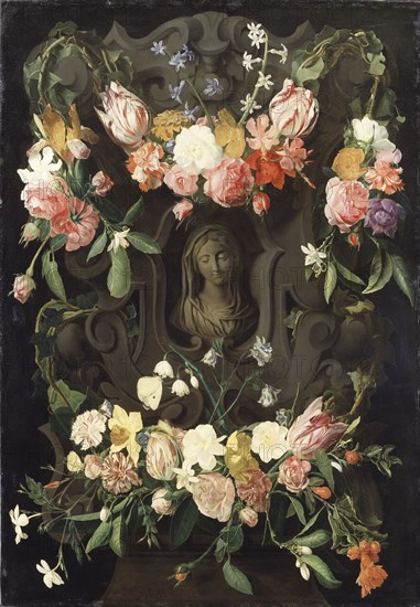 Flower around a Cartouche with an Image of the Virgin. Creators: Daniel Seghers, Erasmus Quellinus.