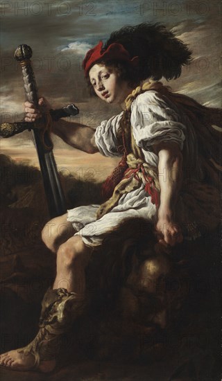 David with Goliath's severed head, 1620s. Creator: Domenico Fetti.