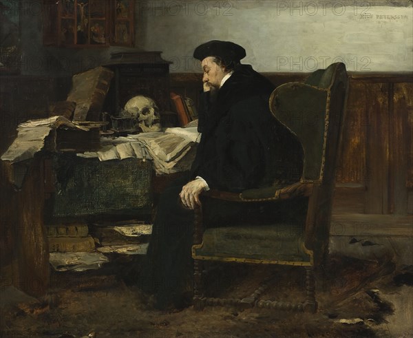 Absorbed in his Studies, 1874. Creator: Eilif Peterssen.