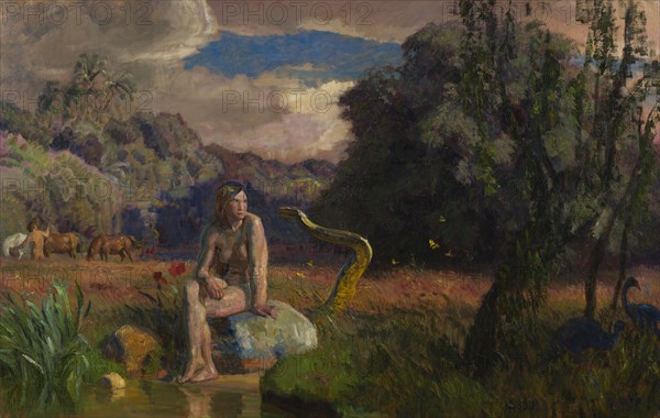 Eve in Paradise or The Serpent in Paradise, 1911. Creator: Joakim Skovgaard.