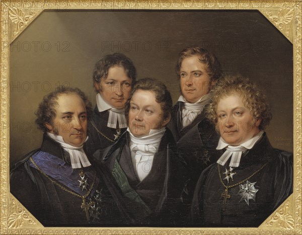 Five famous contemporaries, 1843. Creator: Johan Gustaf Sandberg.