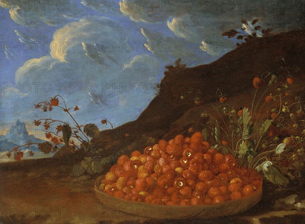 Basket of Wild Strawberries in a Landscape, mid-late 18th century. Creator: Luis Meléndez.