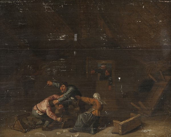 Fight between Gambling Peasants, c17th century. Creator: Unknown.