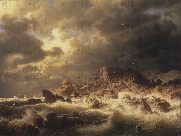 Gale on the Bohuslän Coast, 1857. Creator: Markus Larsson.