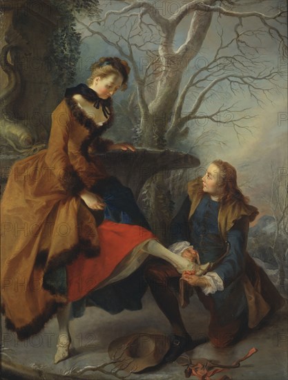 Fastening the Skate, c18th century. Creator: Nicolas Lancret.