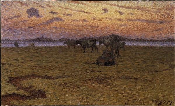 Cows on the Beach, 1909. Creator: Nils Kreuger.