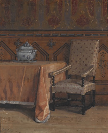 Gripsholm castle, council hall, 1878. Creator: Oscar Bjorck.