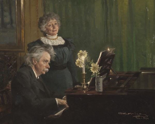 Edvard Grieg accompanying his Wife, 1898. Creator: Peder Severin Kroyer.