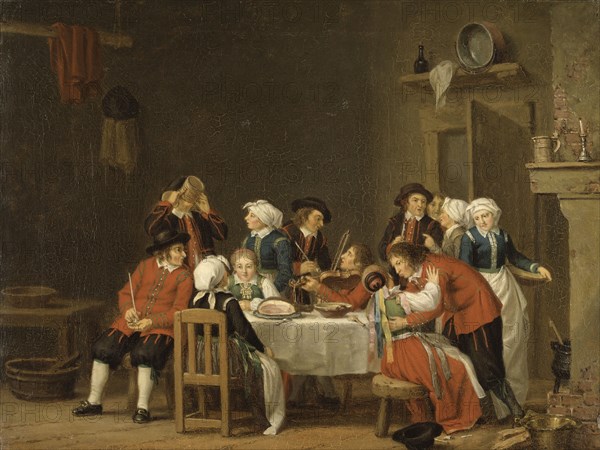 Convivial Scene in a Peasant's Cottage, c18th century. Creator: Per Hillestrom.